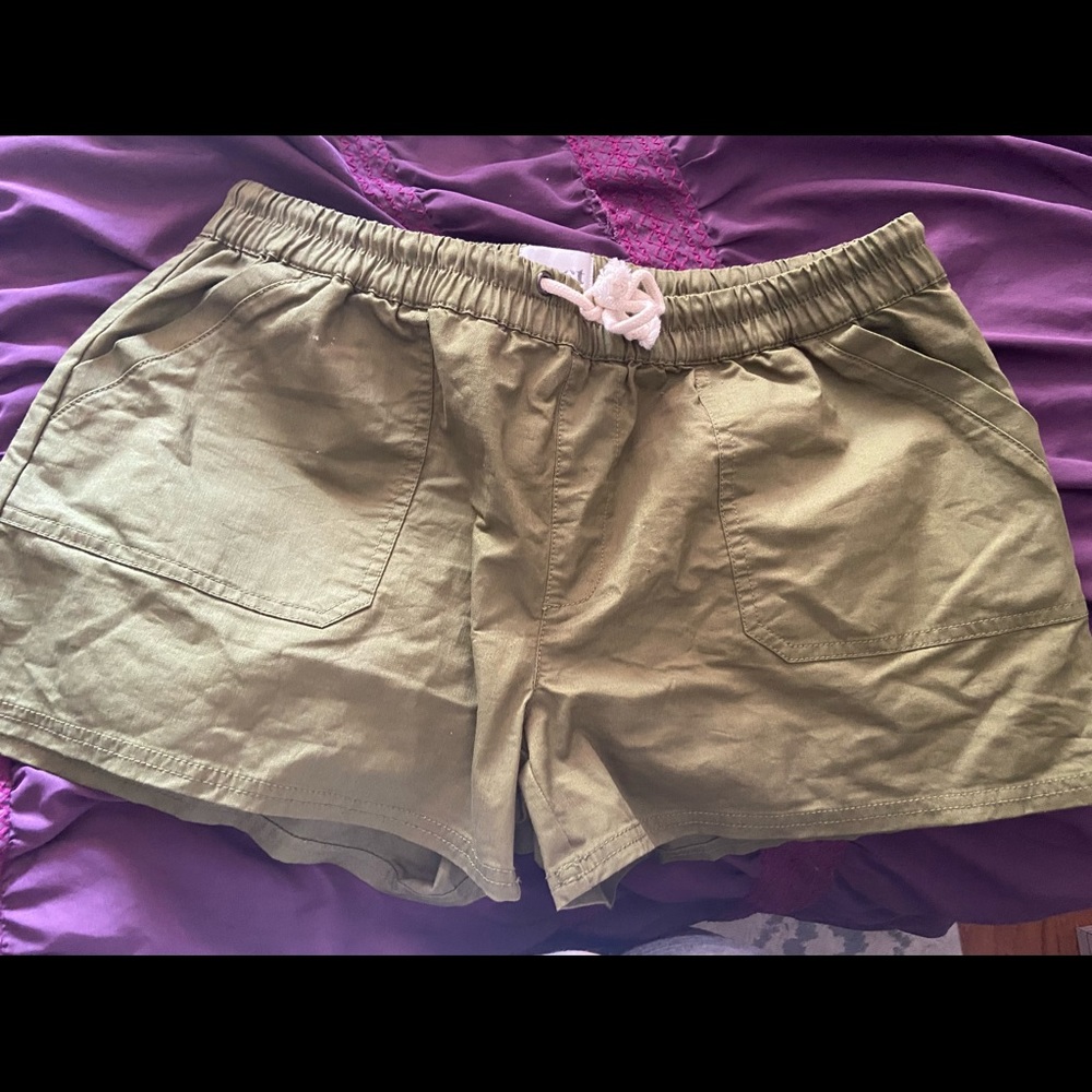 Pact army green shorts